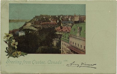 Greetings from Quebec, Canada (green stock)